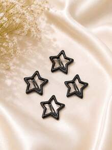 Mixed Colors Tic Tac Star Hair Clip Set Hair Accessories To Tame Frizz / Bangs Clip - 四件式黑色套裝 - 查看 1