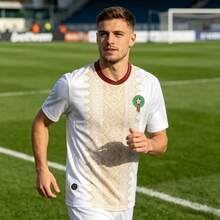 Maglia da calcio da trasferta del Marocco per la squadra nazionale maschile alla Coppa del Mondo in Messico e Canada. - Marocco in trasferta in maglia bianca - Visualizzare 2