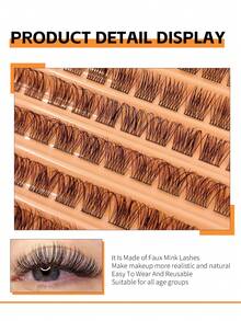 10 Rows 120pcs Single Cluster D Curl 10-16mm DIY False Eyelashes, Comes With Small Brush, Natural Lightweight Soft, Suitable For Beginners Home Daily Makeup, Can Be Used For Eyelash Extensions, Suitable For Daily Wear And Various Occasions - D - View 4