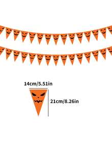 5m Decoración de Fiesta de Halloween Naranja Banderas Triangulares con Cara de Fantasma de Calabaza, Guirnalda de Banderas Triangulares Naranjas con Expresiones, Suministros para Fiesta de Halloween Truco o Cumpleaños Boda Hogar Exterior, Adorno Colgante de Decoración de Fiesta de Halloween - multicolor - Ver 3