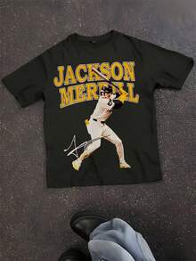 Camiseta de béisbol vintage Jackson Merrell estilo San Diego Padres, regalo para fanáticos, ropa para mujer - Negro - Ver 1