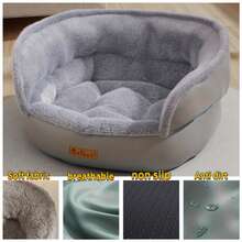 Round Donut Cat Bed Extra Soft Fluffy Plush Pet Nest With Anti-Slip Bottom For Indoor Cats Small Dogs - Grey - View 2