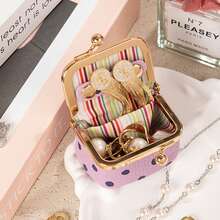 1pc Portable Mini Jewelry Box, Travel Earring, Ring, Accessory Storage Box - Lilac Purple - View 3