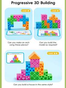 A 30-Piece Set Including 24 Building Blocks, 6 Cards And A Storage Bag. This Montessori-Style Building Block Puzzle Toy Is Designed To Promote Color Recognition, Logical Thinking And Matching Game Skills. It Is Suitable For Early Childhood Education, As A Birthday Gift And As A Back-To-School Toy - Multicolor - View 7