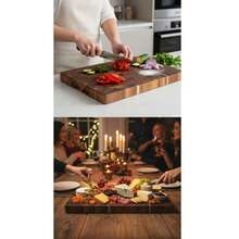 ACACIA WOODEN CUTTING BOARD 42X30x3,5 CM ANTIBACTERIAL GRID - View 7