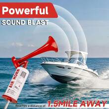 Portable Manual Air Horn, High-Intensity Sound, Suitable For Boats, Cars, Sporting Events, And Emergencies - Red - View 4
