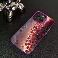 New Red Rose Case Suitable For Apple 16 Pro Max,  15 Pro, And 14 Pro - Silver Casing - Black - New Style With Red Rose Design - View 9