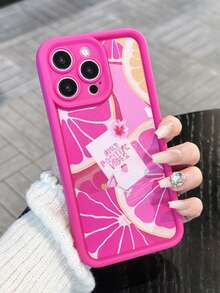 1pc Summer Rose Red Grapefruit Pulp Slice Pattern TPU Shockproof Full Coverage Protective Case Compatible With Apple 7P/8Plus/16/16PLUS/16PRO/16PROMAX/XR/XSMAX/11/11Pro/11ProMax/12/12Pro/12ProMax/13/13Pro/13ProMax/14/14Pro/14Plus/14ProMax/15/15Pro/15Plus/15ProMax Fashion New Phone Shell - Multicolor - View 4
