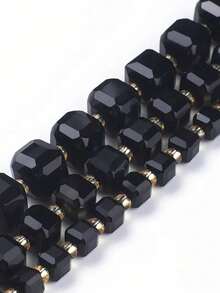 1 Strand 6/8/10mm Natural Stone Faceted Square Black Agate Cube Spacer Beads For Jewelry Making Diy Bracelet Necklace Beading Accessories - Multicolor - View 3