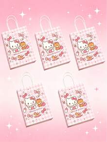 5入卡通圖案禮品袋，Kitty、Melody、Kuro、Cinna馬卡龍配色，柔軟可愛色調，活潑俏皮圖案，適合生日、派對、紀念品等場合，送禮或個人使用皆完美 - 多色 - 查看 13