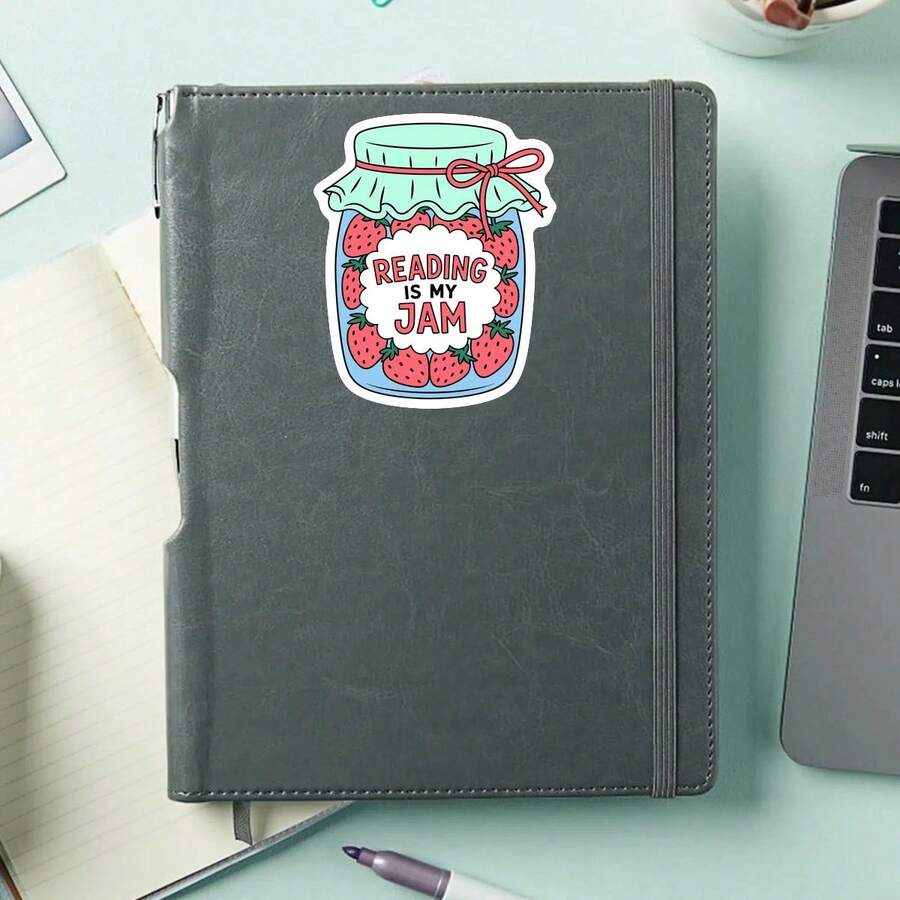 1PC Cute Reading Is My Jam Sticker, Colorful Bookish Typography Vinyl Decal For Laptop Water Bottle Notebook E-Reader, Waterproof Book Lover Decal Sticker, Aesthetic Stationery Journaling Scrapbook Gift - S2297 - View 1