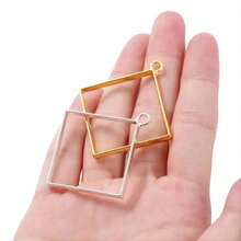 10pcs 48*43mm Geometric Pendant Frames - DIY Jewelry Making Materials, Suitable For Open Pendants, Hollow Earrings, Hanging Necklaces And Bracelets, Perfect For Creating Unique Accessories - Hollowed-out Frame Base - View 2