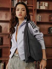 Tas Bahu Unisex adidas Originals Logo, Kapasitas Besar, Desain Logo, Bukaan Resleting, Tas Awan, Tas Selempang, Tas Tangan, Gaya Reguler, Hitam untuk Pasangan - Hitam - View 2