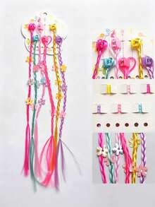 Cute Faux Braided Hair Clips For Girls, Niche Princess Style Colorful Small Claw Hair Clips - Multicolor - View 9