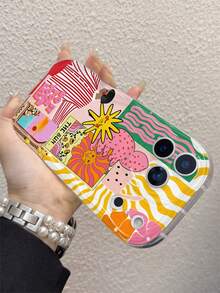 This Phone Case Features A Shock-Resistant, Creamy Texture With Wavy Edges And A Glossy Sunflower Cat Cartoon Pattern. It Provides Full-Coverage Drop Protection And Is Fingerprint-Resistant. Compatible With IPhone 11 Pro/11 Pro Max/12/12 Pro/12 Pro Max/13/13 Pro/13 Pro Max/14/14 Plus/14 Pro/14 Pro Max/15/15 Plus/15 Pro/15 Pro Max/16/16 Plus/16 Pro/16 Pro Max/X/XS/XS Max/17/17 Pro/17 Pro Max/Air. - Multicolor - View 3