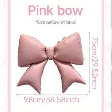 2 Large Pink Bow Balloons, 38.58 Inches/Birthday Party Supplies/Pink Bachelorette Party, Bridal Shower, Engagement, Wedding Anniversary, Mother's Day, Wedding Party Decoration - Pink Bow - View 2