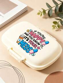 Portable Pill Box With Cute Pill Pattern Print, Moisture-Proof Medicine Organizer, Compartmentalized Travel Pill Storage Box, Daily Small Pill Box Suitable For Pockets Or Handbags, Reusable Unisex Medicine Storage Box, Pill Planner, Daily Carry Small Pill Box For Storing Vitamins, Medications And Nutritional Supplements, Travel Essential Accessory - Multicolor - View 1