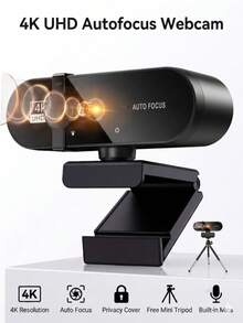 2K 4K 1080P PC 網路攝影機 USB 線上視訊攝影機 附麥克風 自動對焦 Full HD 1080P 電腦視訊鏡頭 - 黑色 - 查看 2