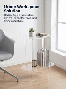 Acrylic Transparent Narrow Side Table Coffee Table Storage Rack Minimalist Bedside Table Sofa Side Table Beverage Table, Minimalist Side Table Suitable For Living Room, Bedroom, Small Space Tight Bedside Table/Nightstand - Transparent - View 5
