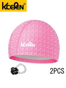 2PCS Swim Cap And Nose Clip Set, Unisex Swim Cap And Nose Clip Set, Fashionable Swim Cap, Exquisite Swim Nose Clip - Multicolor - View 9
