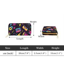 Vintage Cassette Tape Pattern Zipper Long Wallet, Multi-Function Card Holder With Card Slots And Coin Pocket, Fashionable Double-Sided Pattern Zipper Clutch, Great Outdoor Gift For Men And Women - A - View 5
