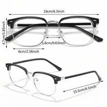 1 Pair Square Metal Frame Non-Prescription Glasses For Men And Women, High-Quality Craftsmanship, Elegant And Sophisticated, Sexy And Fashionable, Versatile And Timeless, Suitable For Daily Commute, Campus, Reading, Office - Multicolor - View 4
