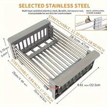 1pc Sink Strainer Basket, Vegetable Sink Washing Basket, Fruit Strainer Basket Rack, Stainless Steel Strainer Basket, Filter Basket, Adjustable Sink Rack, Multi-Functional Strainer Basket, Kitchen Supplies, Kitchen Gadgets, Kitchen Accessories - Multiple Styles and Colors - View 6