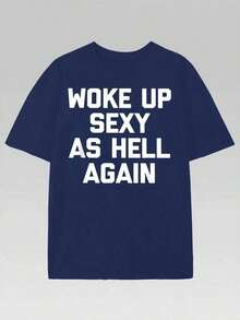 PAYEAH T-Shirt I Woke Up Sexy Like Hell Again (One Piece) 100% Cotton 220g Heavyweight Cotton T-Shirt - 酒紅色 - 查看 1