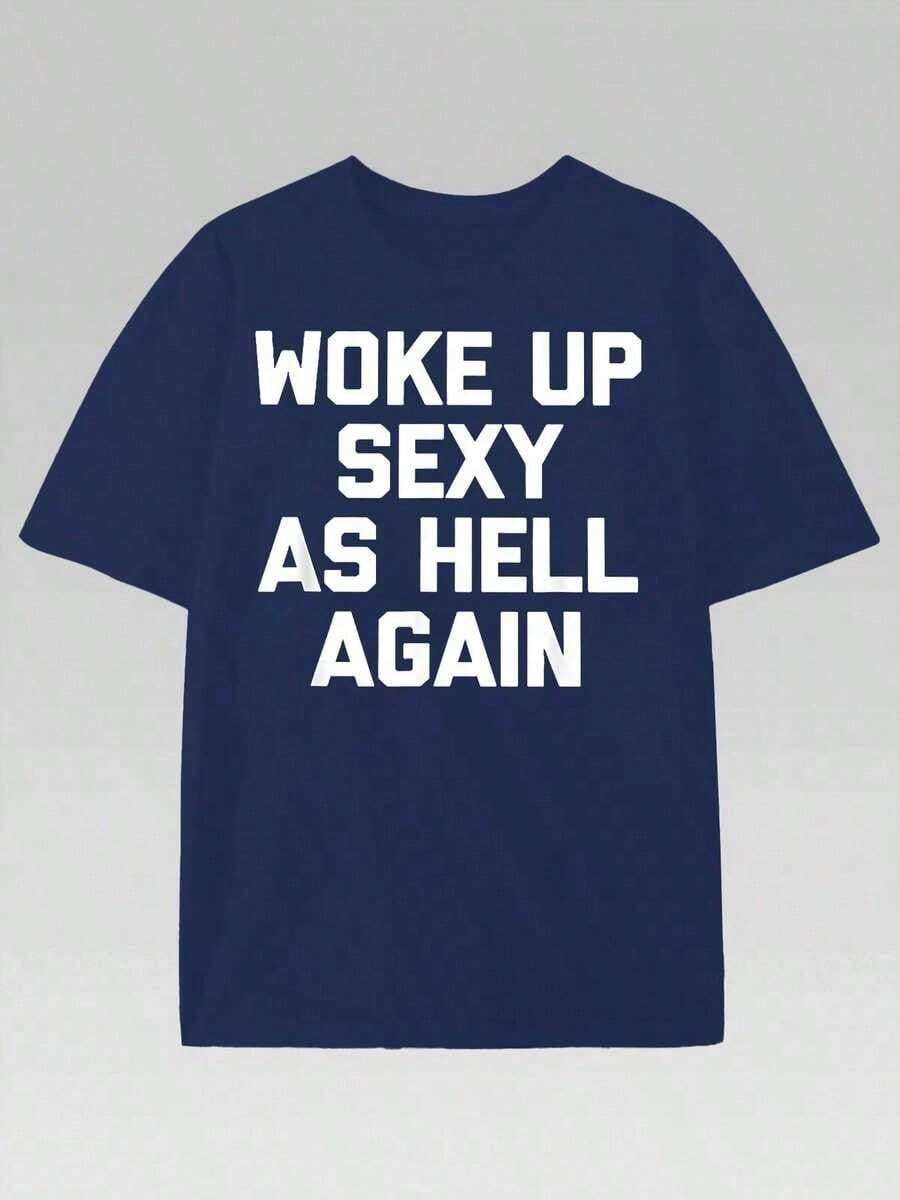 PAYEAH T-Shirt I Woke Up Sexy Like Hell Again (One Piece) 100% Cotton 220g Heavyweight Cotton T-Shirt - 酒紅色 - 查看 1