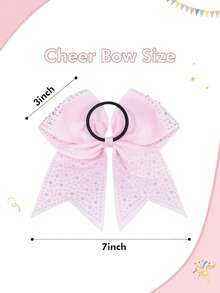2pcs Rhinestone Cheerleader Bows, Girls Glitter Large Elastic Ponytail Hair Ties, Softball Game Hair Accessories - Multicolor - View 4