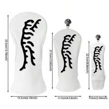 Premium Minimalist Golf Wood Club Headcover, Single-Line Tiger Stripe Embroidery Design, Soft PU Leather Anti-Collision Golf Club Head Cover - White - View 2