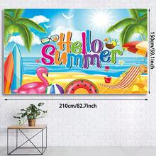 1pc Backdrop Banner For Hello Summer Large Hawaiian Pool Beach Party Background Banner For Summer Tropical Party Decorations For Summer Holiday Indoor Outdoor Photo Booth Props - View 5