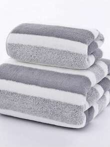 2 Packs Striped Towel, Face Towel Set | Ultra Soft Quick Dry Microfiber | Highly Absorbent, Suitable For Home Bathroom | Suitable For Couples Adults | Travel Beach Towel,Women's Bath Towel, Bath Towel Set - Multicolor - View 4