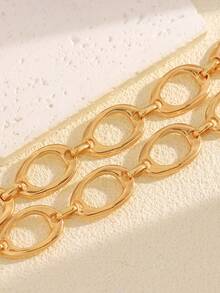 European And American Cross-Border Design Asymmetrical Geometric Hollow Metal Chain Necklace And Bracelet Fashion Patchwork Collarbone Jewelry - Gold - View 6