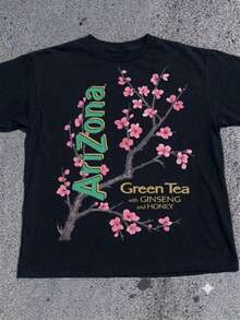 100% Cotton Women's T-Shirt - Men'S Tee Featuring Arizona Green Tea Design - 2026 Everyday Apparel - Summer Tops - New Summer Outfits For Women - 黑色 - 查看 5