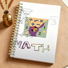 DANPERJI 1 pieza Cuaderno espiral A5 blanco mate, diario con ilustración de fórmulas matemáticas de cerebro y engranajes coloridos, diario de estudio de matemáticas, útiles escolares, regalo de papelería lindo para estudiantes de matemáticas & maestros de matemáticas - Multicolor - Ver 1