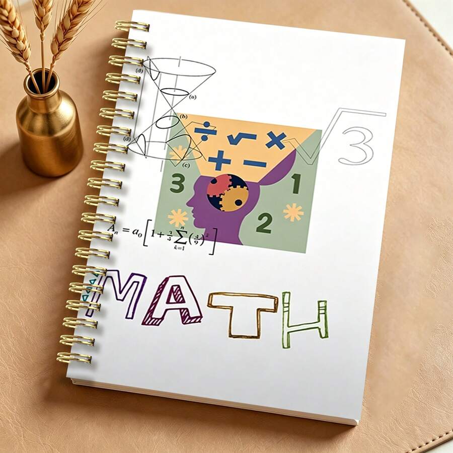 DANPERJI 1 pieza Cuaderno espiral A5 blanco mate, diario con ilustración de fórmulas matemáticas de cerebro y engranajes coloridos, diario de estudio de matemáticas, útiles escolares, regalo de papelería lindo para estudiantes de matemáticas & maestros de matemáticas - Multicolor - Ver 1