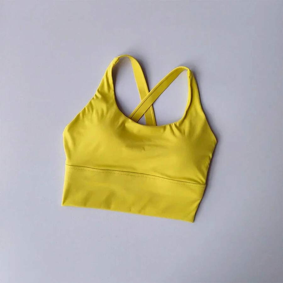 All-In-One Sports Bra Collection, Professional High-Intensity Shockproof Chest Support, Running Bra, Yoga, Fitness, Summer Fabric - Yellow - View 1