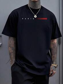 Camiseta estampada, de manga corta, cuello redondo, estilo casual, tallas S-3XL, cómoda, de algodón puro, apta tanto para hombres como para mujeres,camisetas mujer verano,camiseta hombre. - Negro - Ver 1