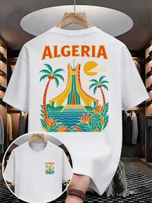 Men Casual Round Neck Short Sleeve 100% Cotton T-Shirt, Summer Vacation Top, Funny Graphic Tees, Y45K Street Wear, Gifts For Boyfriend And Husband - White - View 1