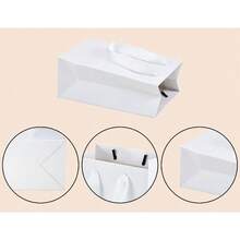 10 Stück/1 Stück weiße Papiertüten - kleine Geschenktüten mit Griffen, 7x4x9 Zoll, Einzelhandel und Party Geschenktüten, Hochzeitstüten - Weiß - Übersicht 4