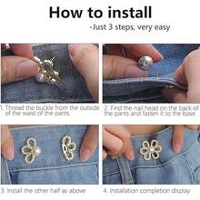 2/4/6Pcs 6-Petal Flower Denim Jeans Waist Tightener, Adjustable Buckle, No Sewing Or Tools Required, Detachable Decorative Jeans Buttons, Suitable For Loose Jeans, Pants, Skirts And Sleeves - Multicolor - View 10