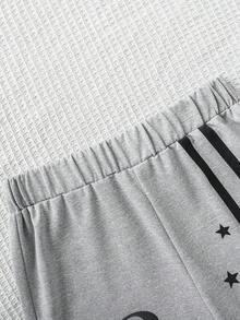Autumn/Winter Casual Vacation Versatile Knit Letter & Bow Print Wide Leg Long Pants For Teen Girls - Grey - View 6