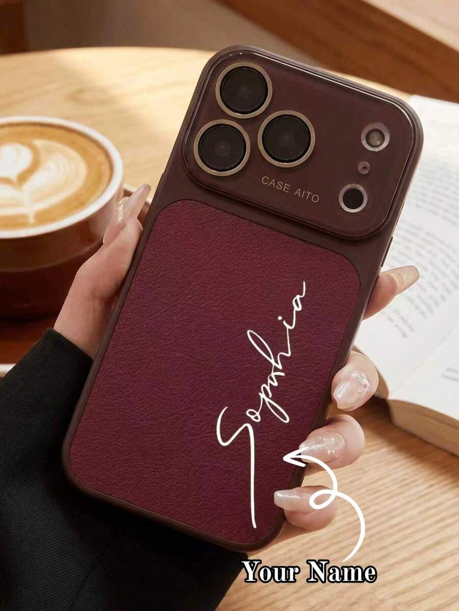 Étui de téléphone en PU avec monogramme de nom et initiales personnalisés compatible avec iPhone 17 16 15 14 13 12 11 Pro Max Series, motif de crocodile luxueuse, antichoc et anti-rayures, parfait pour iPhone 17 Pro Max, choix de cadeau de Noël idéal