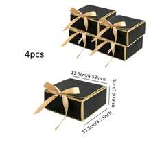 4/10pcs Gold Foil Gift Boxes With Lids, 3 Sizes Available, Luxury Black Bridesmaid Proposal Boxes, Suitable For Weddings, Baby Showers And Birthday Parties - View 8