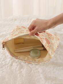 1 pieza Bolsa de almacenamiento de cosméticos portátil Serie Océano Patrón de concha & estrella de mar Impresión de doble cara Bolsa de maquillaje con cremallera para viaje Organizador multifuncional de artículos de tocador - Multicolor - Ver 3