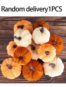 12pcs Artificial Velvet Foam Pumpkin Decor, Autumn Home Farmhouse Harvest Thanksgiving Decoration - Multicolor - View 11