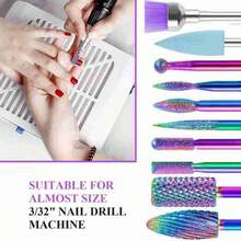11PCS Nail Drill Bit Set With Cleaning Brush 3/32" Professional Nail Drill Bits Cuticle Nail Drill Bits Acrylic Gel Nail Tech Manicure Pedicure Home Salon - Multicolor - View 2