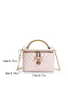 New Hand-Held Box Bag, Minimalist Style Shoulder Crossbody Bag - Pink - View 3