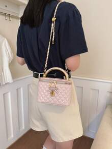 New Hand-Held Box Bag, Minimalist Style Shoulder Crossbody Bag - Pink - View 6